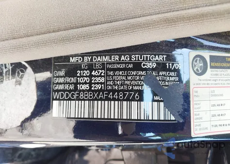 2010 Mercedes-Benz C 300 Luxury 4Matic/Sport 4Matic из США, поврежденный, VIN WDDGF8BBXAF448776